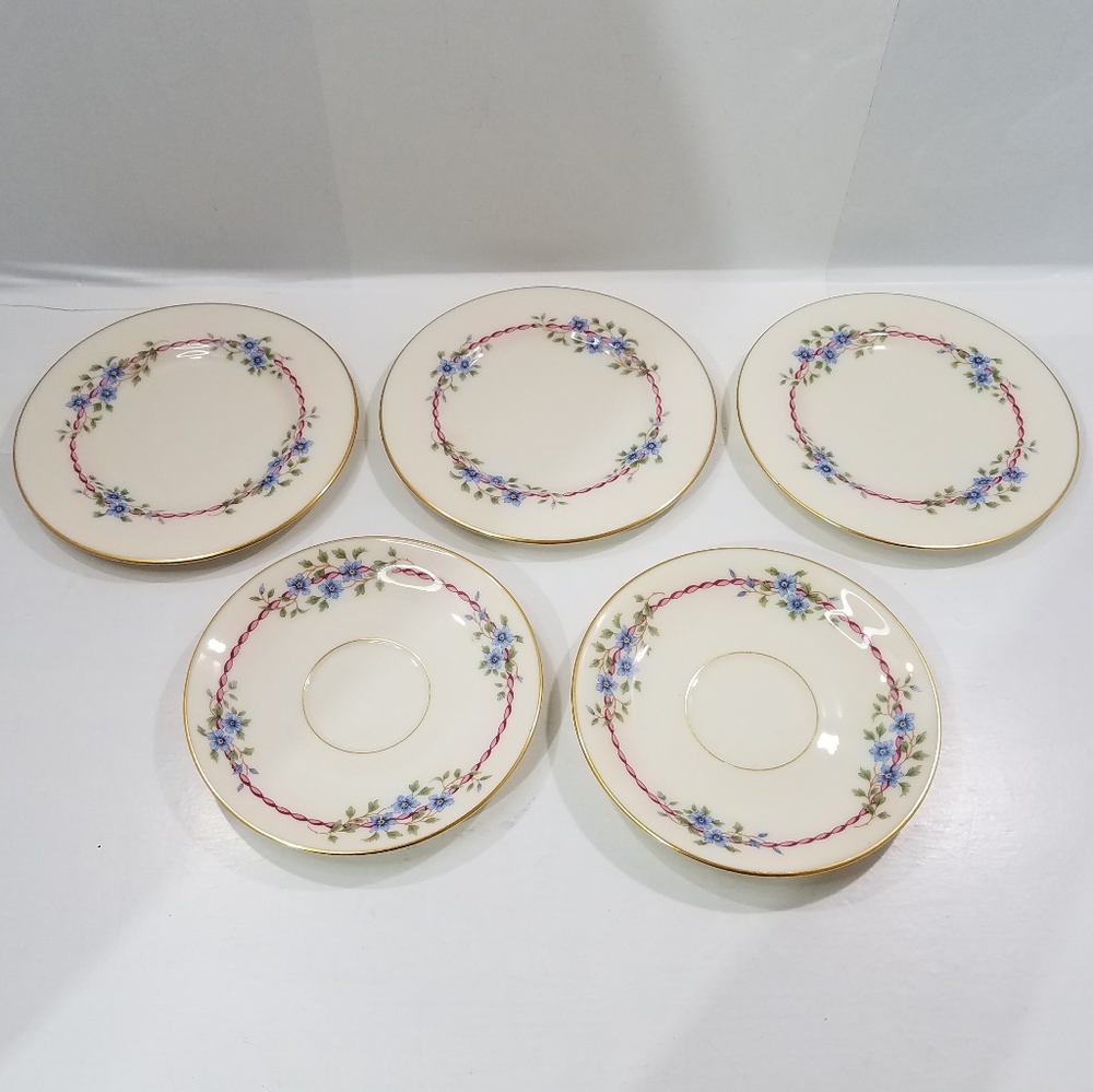 VINTAGE LENOX BELVIDERE GOLD TRIM 3-BREAD & BUTTER PLATE 2 SAUCER FOR FOOTED CUP
